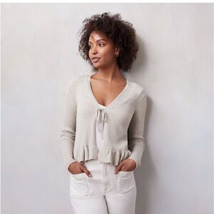 Women’s LC Lauren flounce cardigan sweater